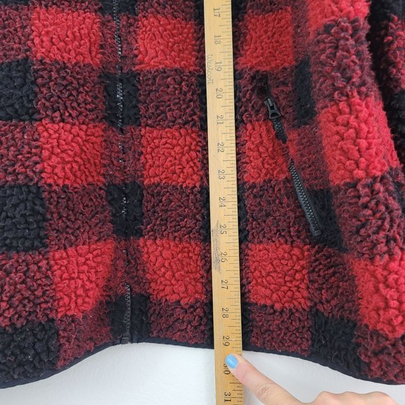Lucky Brand Mens Sz XL Red Black Plaid Sherpa Jacket Full Zip Work Chores Barn - Picture 8 of 13
